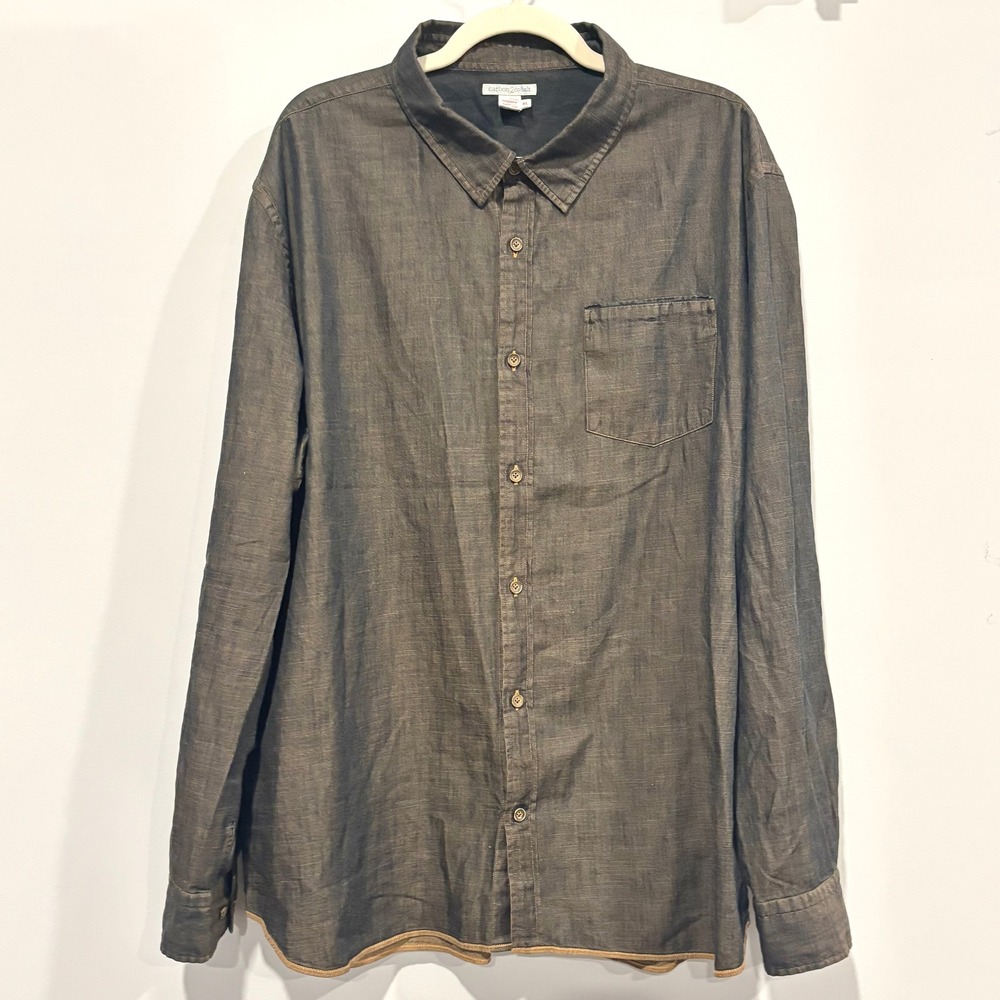 Carbon 2 Cobalt Button Up Shirt Oversized XL Italy Neutral Black Western 20475